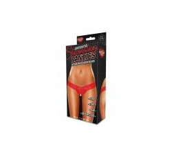  Hustler Clitoral Stimulating Thong Red With White Beads (silver Undertone) M/l  